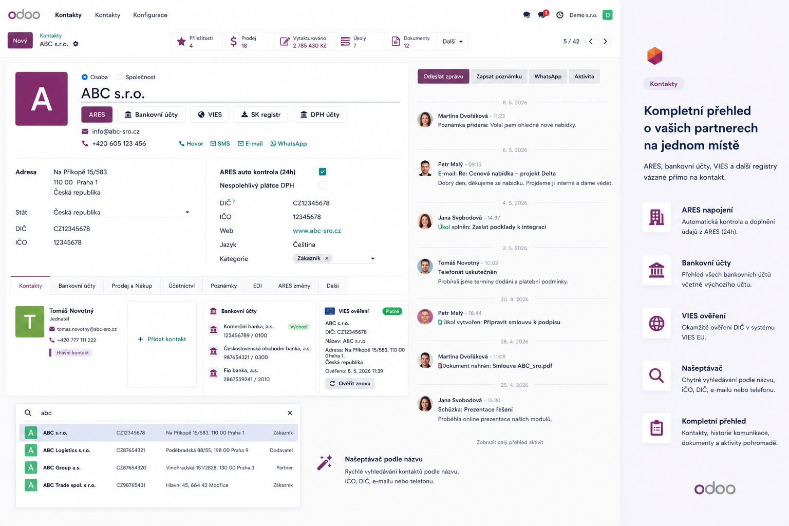 Odoo ARES — automatické doplnění firemních údajů